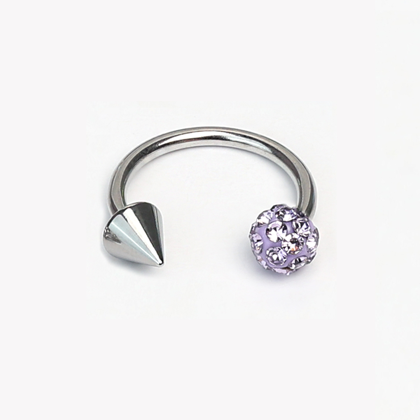 Sparkling Green Mud Ball Pointed Cone Horseshoe Lip Ring 12mm Titanium Steel External Thread Lip Stud Hot Girl Piercing Jewelry detail image 10
