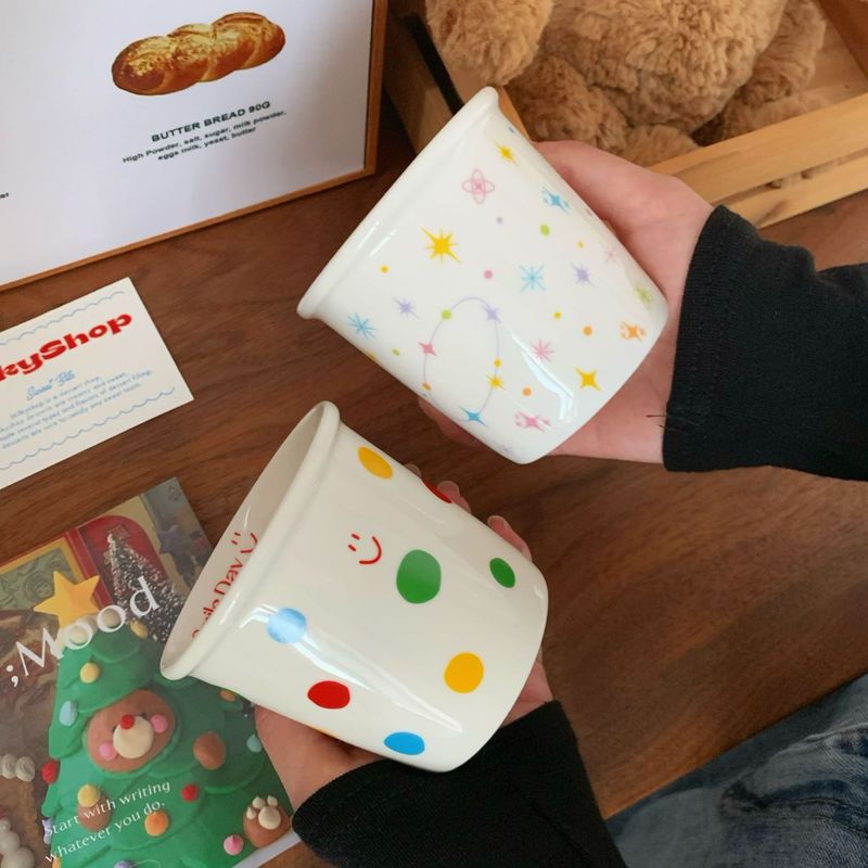 Insカラーポイント笑颜握りカップ可爱いセラミックエスプレッソカップ小容量ハンドカップ诞生日プレゼント|undefined