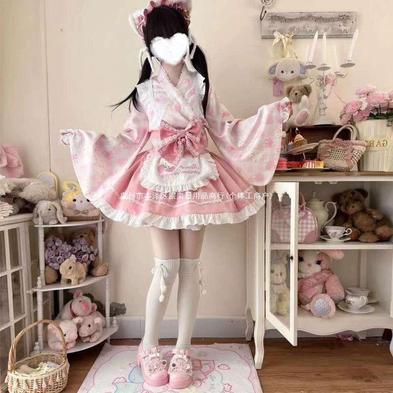 Han Gu Liang{}~Оригинальный дизайн, летнее милое платье Лолиты, улучшенное платье горничной в японском стиле для женщин