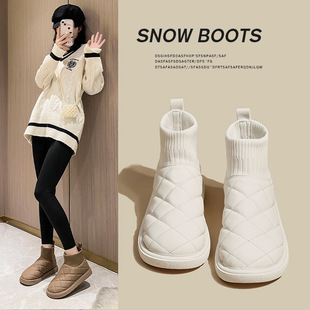 2023 popular snow boots women's winter fleece-lined cotton-padded shoes cute versatile Korean-style lightweight short boots thick-soled round-toe bread
