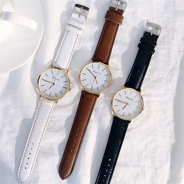 Reloj de cuarzo con correa retro informal para hombre y mujer, estilo coreano, sencillo, con esfera grande y tendencia de moda_voghion.com