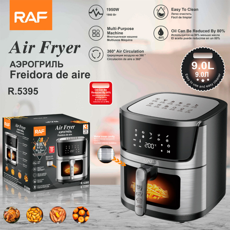Raf Cross-Border European Air Fryer Household Large-Capacity Multi-Functional Smart French Fries Visual Air Fryer 9L