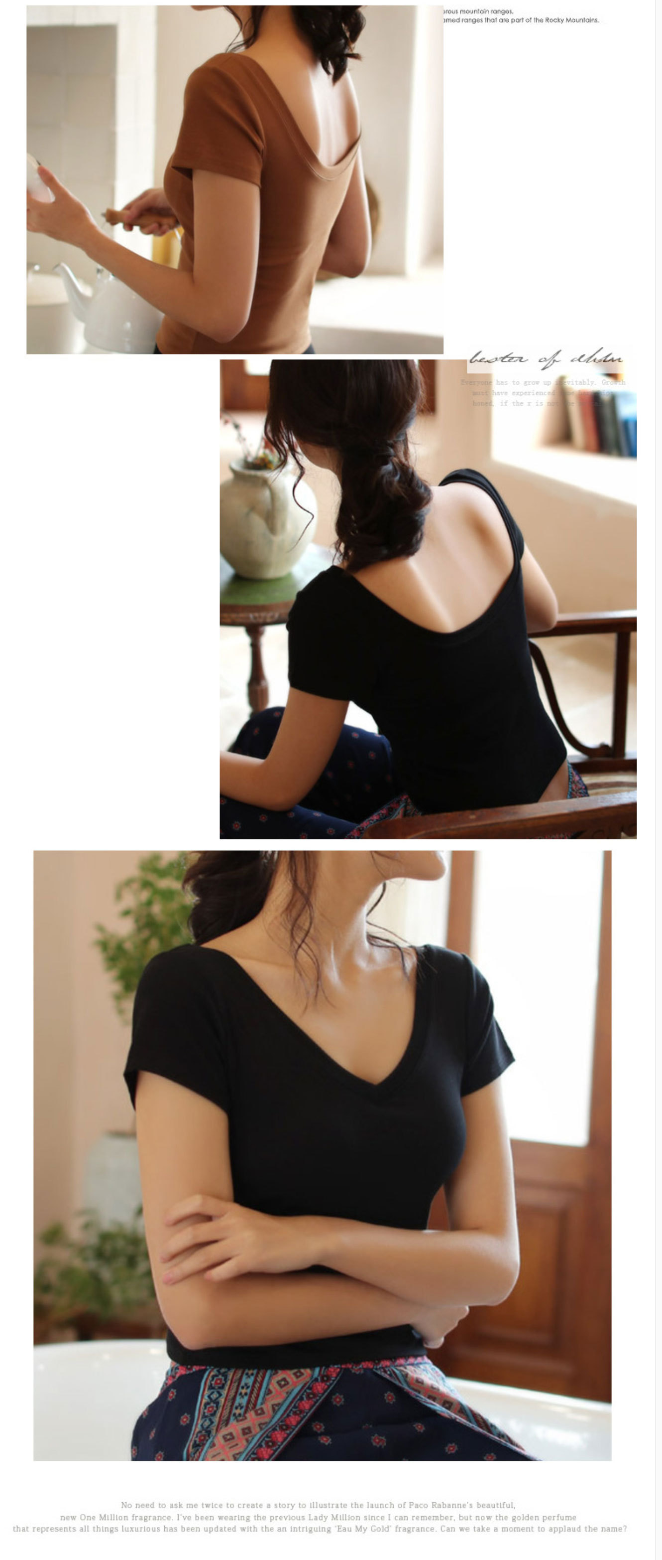 Fashionable open back top
