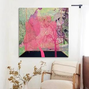 Hand-painted oil painting American retro abstract homestay hotel square living room decorative painting bedroom dining room art painting
