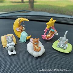 【メーカー直供】七夕猫とネズミのトムジェリーの可愛い本のデスクトップの人形の置物車