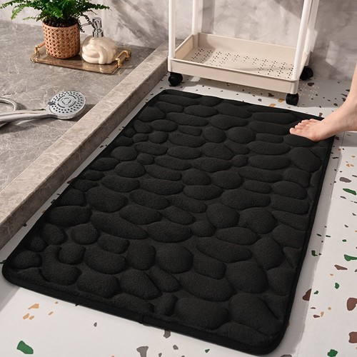 Coral velvet stone flower bath mat, household bathroom and toilet door mat, absorbent anti-slip, stain-resistant, machine washable flooring mat