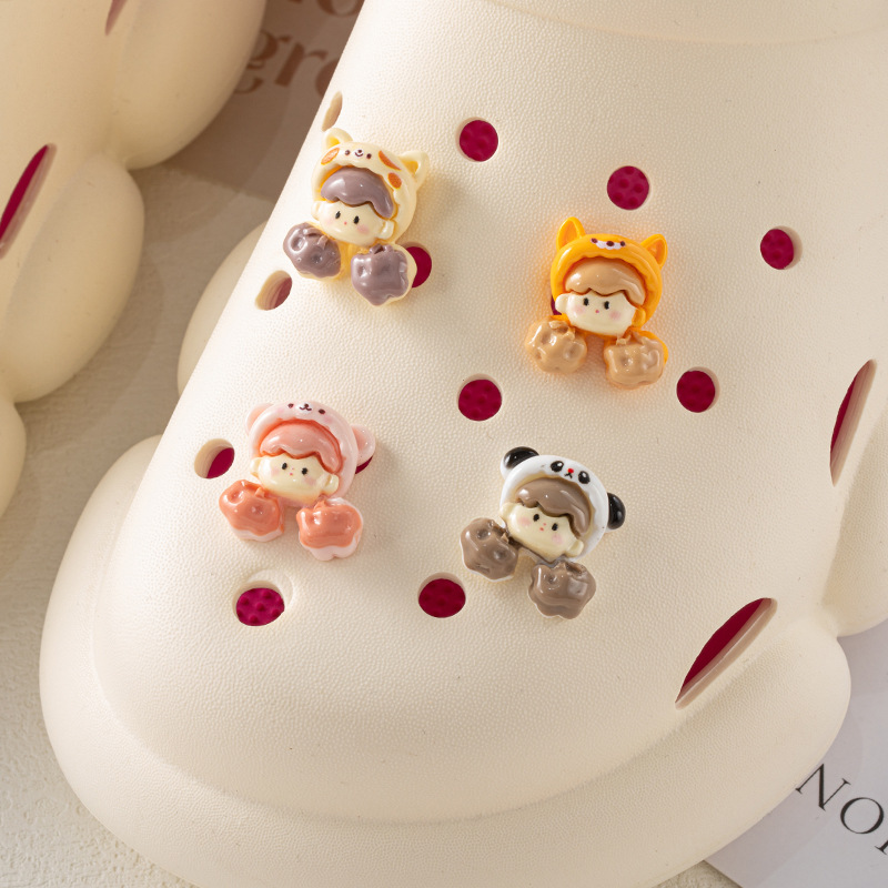 Caricatura palomitas de maíz chicas DIY accesorios de resina crema pegamento para el cabello de la caja del teléfono móvil agujero material de hebilla