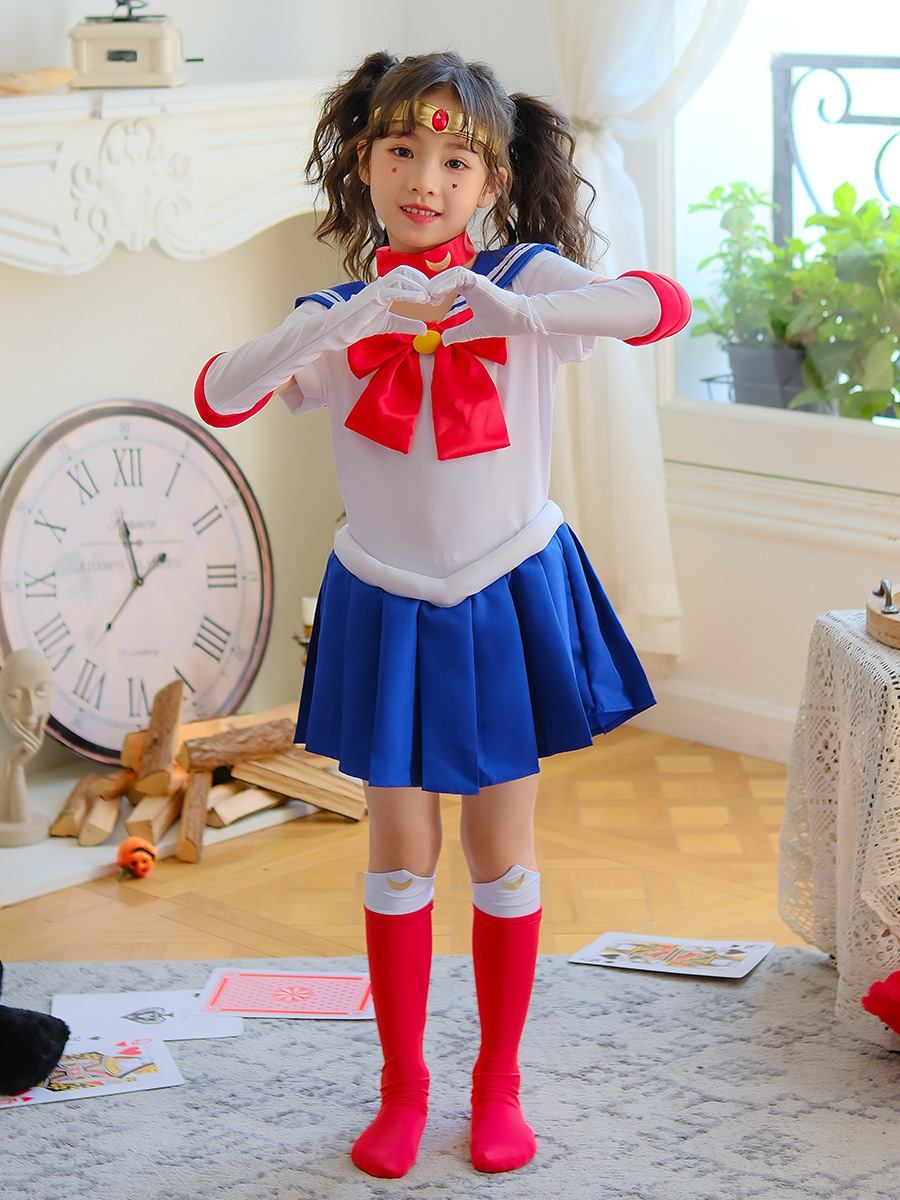 Disfraz de Sailor Moon para niñas, disfraz de Sailor Moon Sailor Bunny para niños, disfraz de actuación infantil para Halloween.