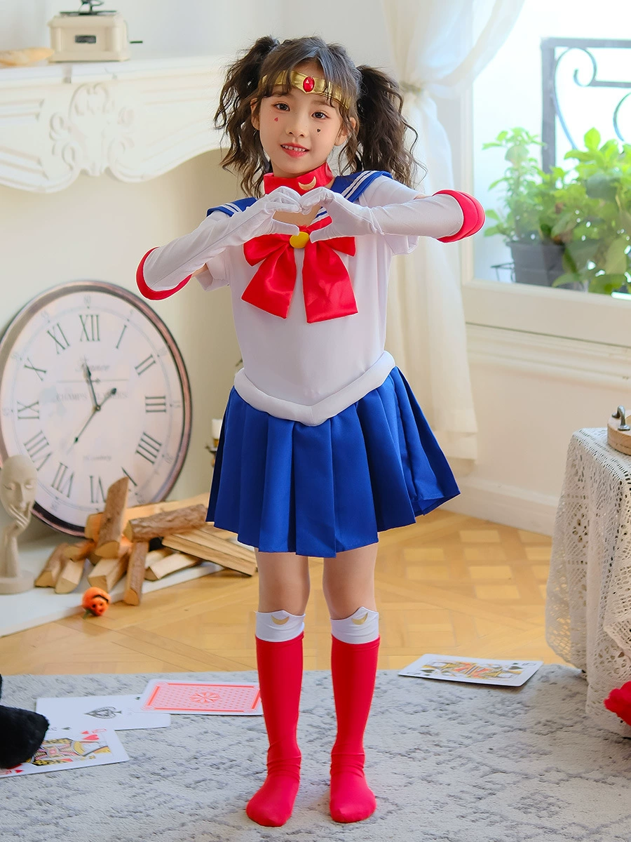 Водяной лед Moon Cos платье девочек Сейлор Мун Moon Sailor одежды Детская одежда Хэллоуин Детская одежда Шоу
