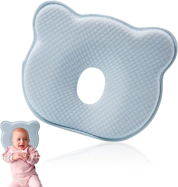Bebé esponja almohada de memoria, almohada de forma de oso, cabeza antiplano, suave, cómoda y transpirable, Amazon.