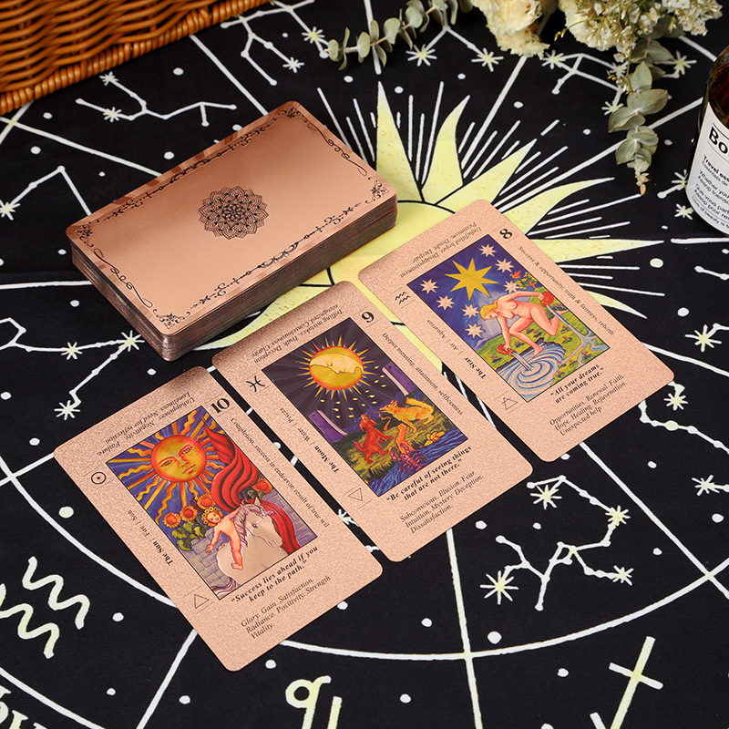 跨境彩印烫金塔罗牌78张全套tarotPVC塑料防水桌游卡牌现货批发|undefined