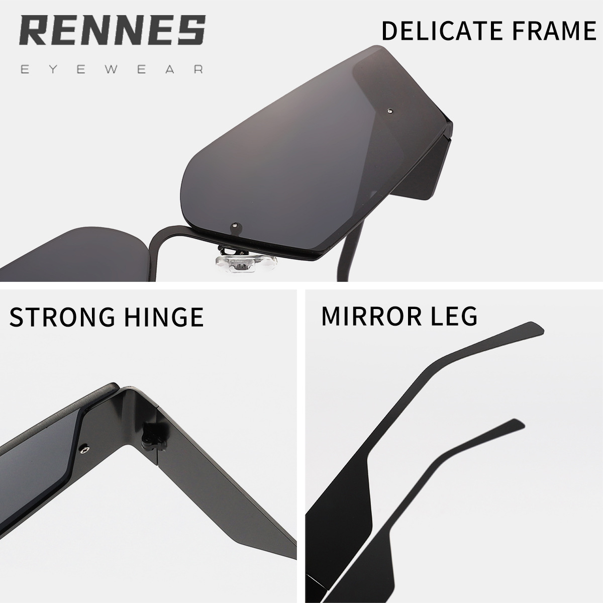 2024 nuevas gafas de sol con parasol Y2K con borde de caja de metal para mujer, gafas de sol personalizadas de estilo retro cóncavo transfronterizo