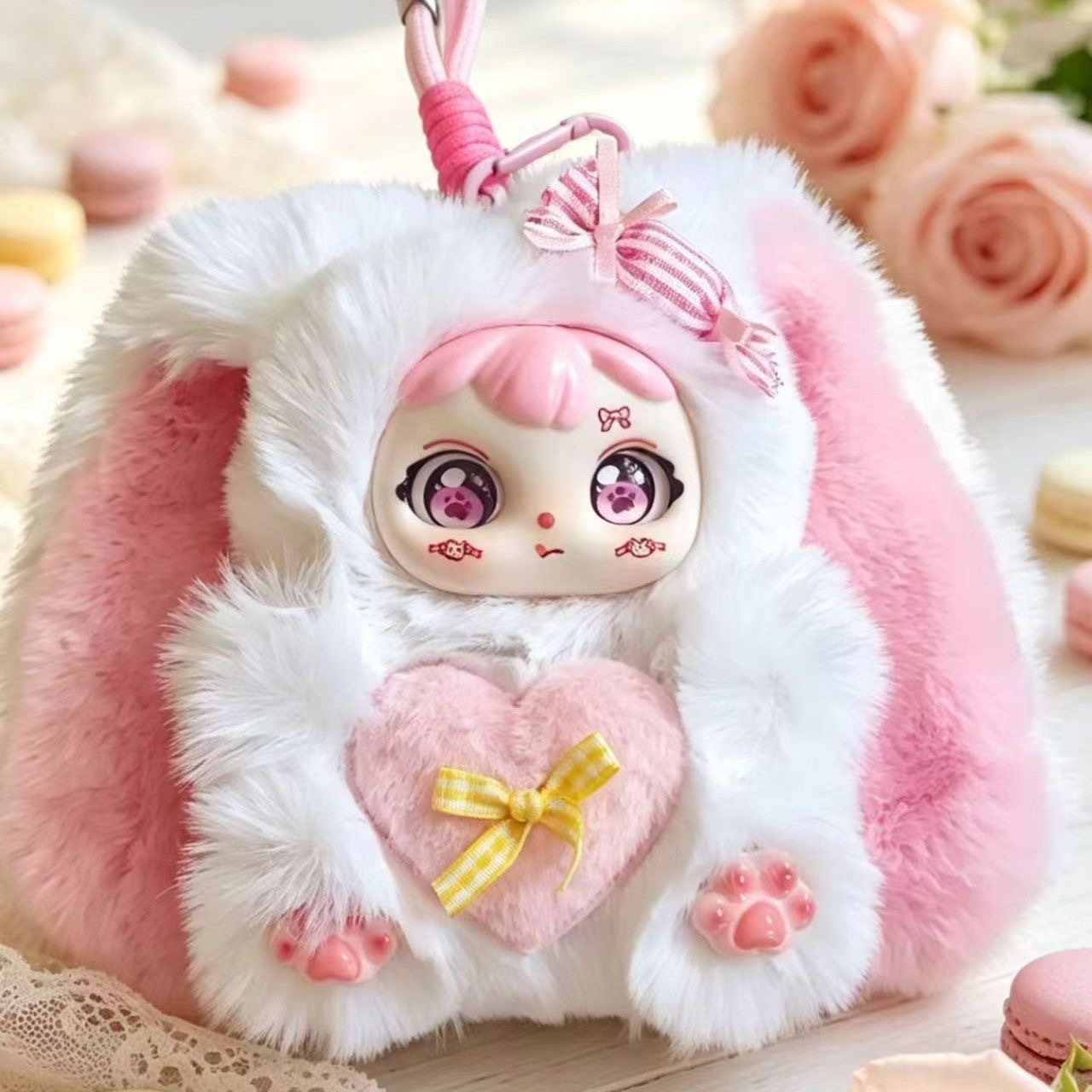 18cm 스위트 토끼 봉제인형 키링 비닐 페이스 가방 장식 인형
