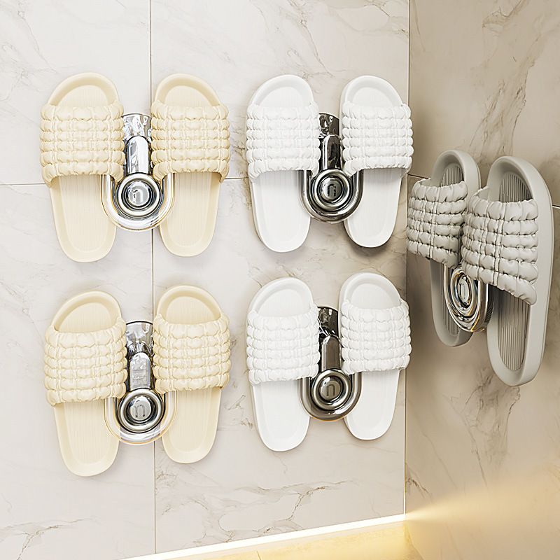 Estante de zapatillas de patrón glaciar Estante de zapatos de pared de baño sin perforaciones Estante de zapatos retráctil montado en la pared