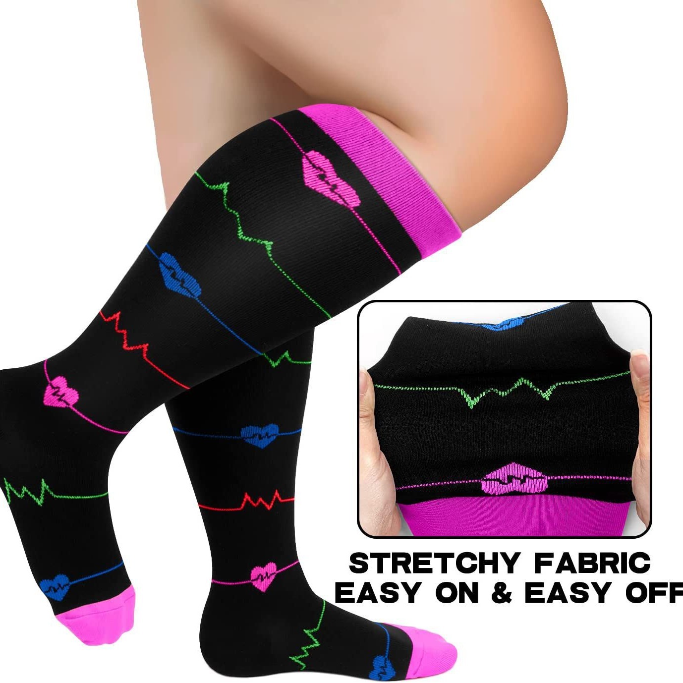 2025d Plus Size American Vein Level 2 Elastic Compression Obesity Socks_voghion.com