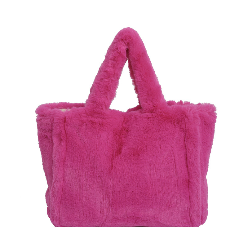 Bolsa de lana de mujeres otoño invierno bolsa de mano casual bolsa de hombro de moda bolsa de brazo de gran capacidad bolsa de mano bolsa de peluche