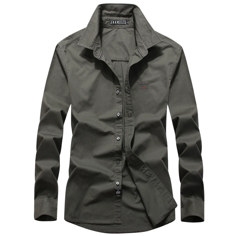 JEEP SPIRIT, осенняя повседневная мужская повседневная Однотонная рубашка с лацканами, свободная универсальная куртка с длинными рукавами 31103