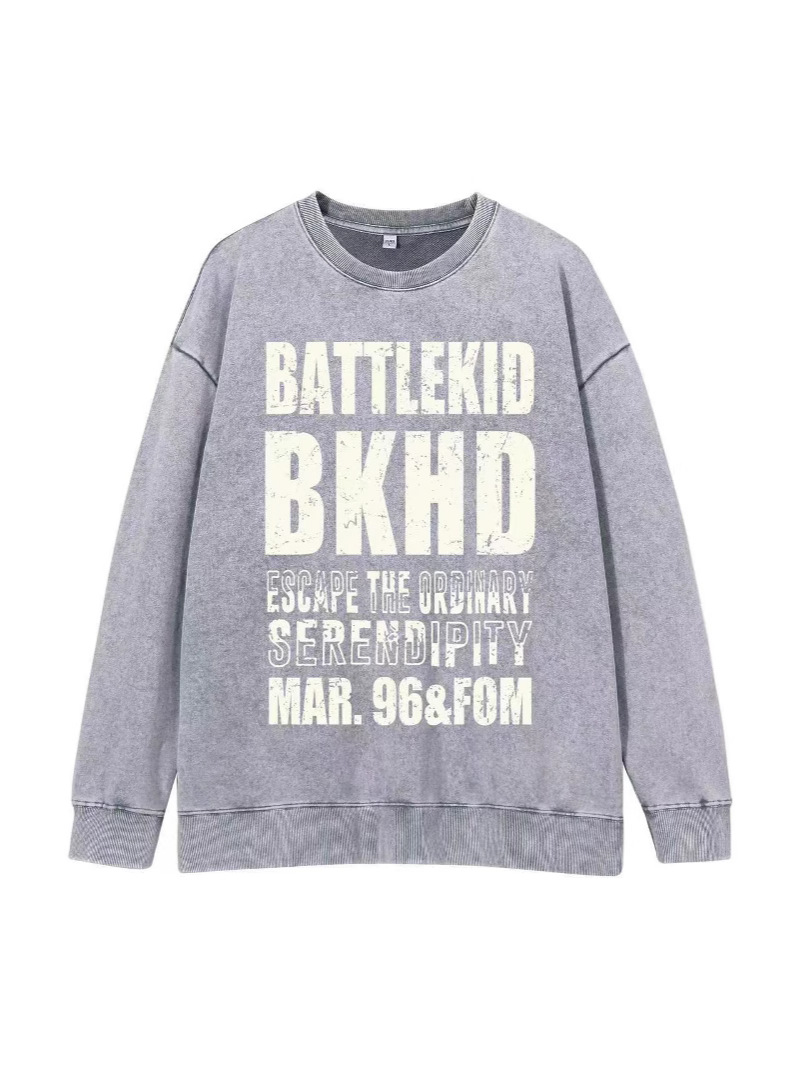 2026 letras de impresión camiseta de moda casual cuello redondo hombre y mujer chaqueta de manga larga abrigo suelto camiseta de tamaño grande versátil
