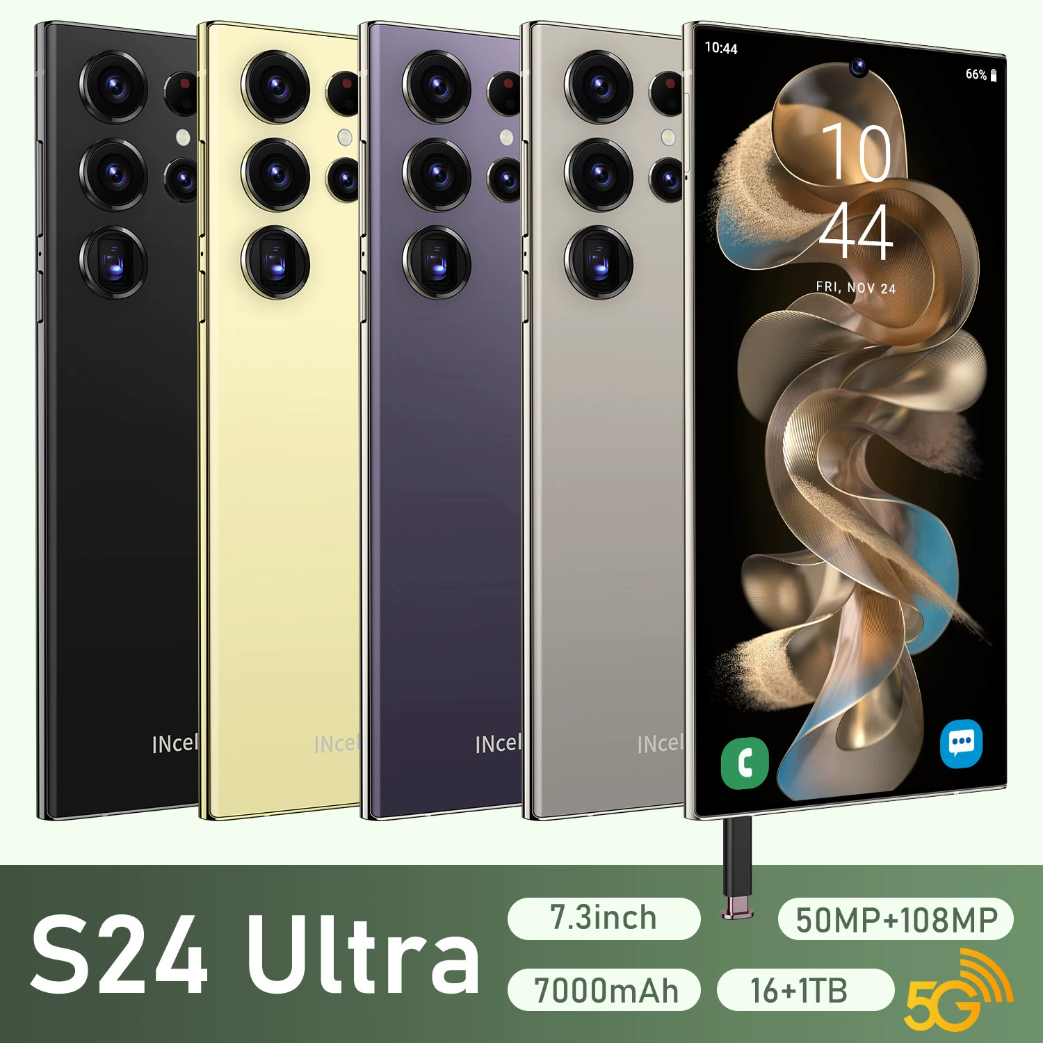 (Торговля через границу), S24, умный мобильный телефон, Android, 7.3 дюйма, широкий экран, (Физические)
