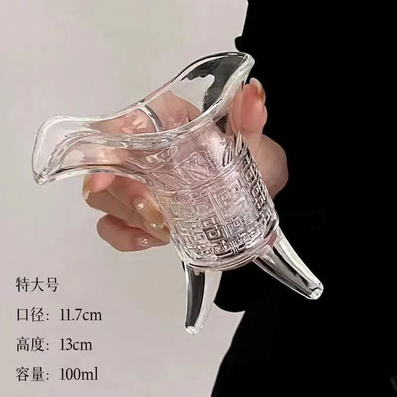 仿古爵杯复古秦始皇奶茶杯三足杯子磨砂渐变黑杯|undefined