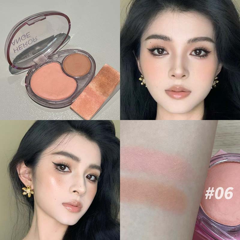 HERORANGE Yunwu Pink Crema de rubor de dos colores Color natural mate Maquillaje nude Pseudo sin maquillaje Ambiente Color Rouge