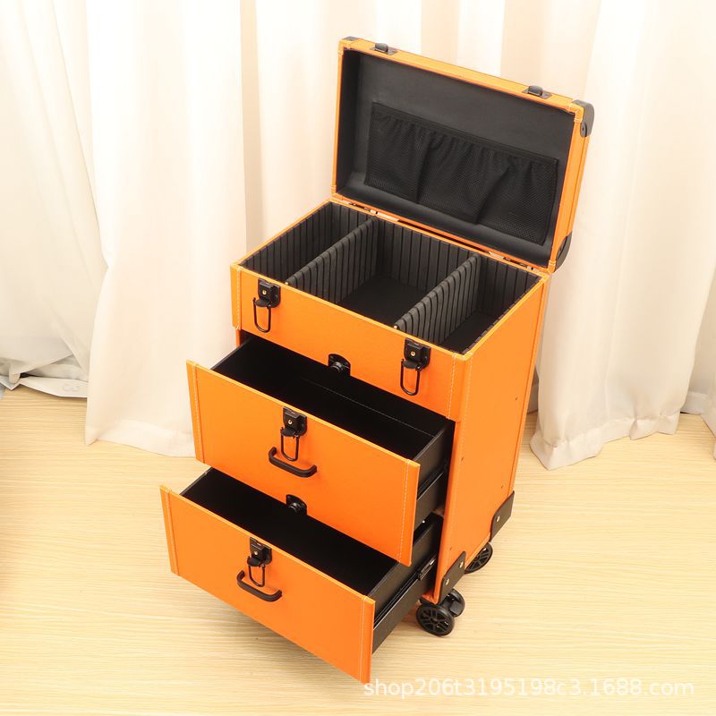 Esteticista móvil caja especial caja de cosméticos con barra de tracción de tatuaje baño de pies con oreja caja de cajón con barra de tracción universal de alta gama