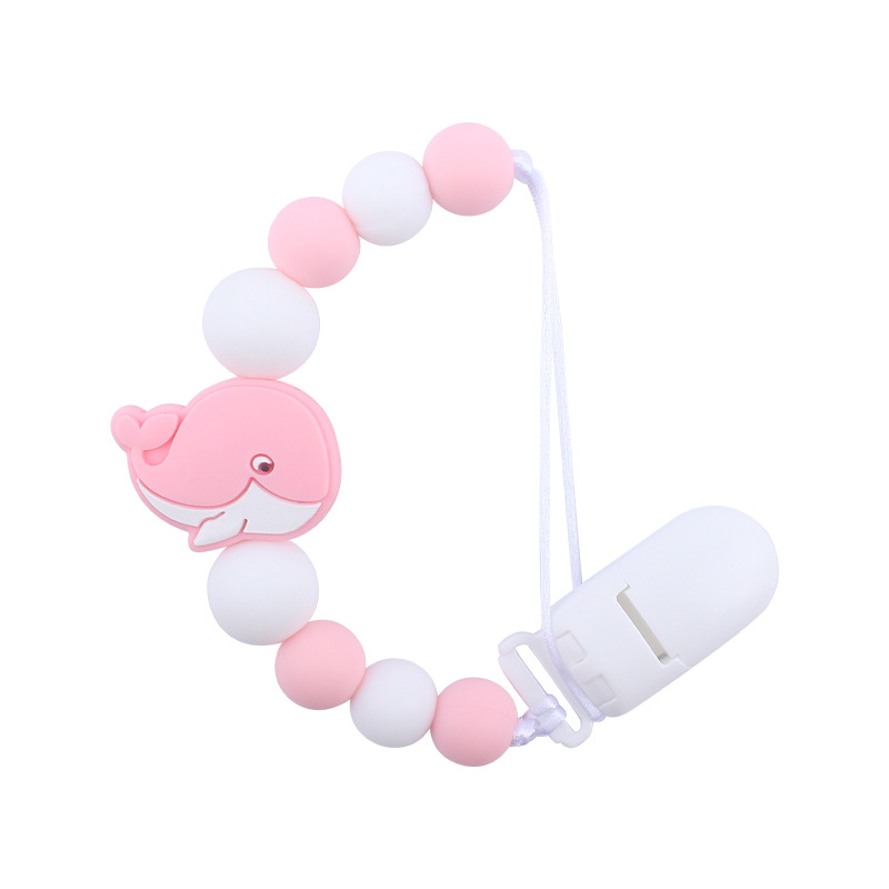 Bebés calmar la cadena de tetas creativas bebés dibujos animados animales ballenas de silicona mordida de dientes molares anti-caída cadena nueva