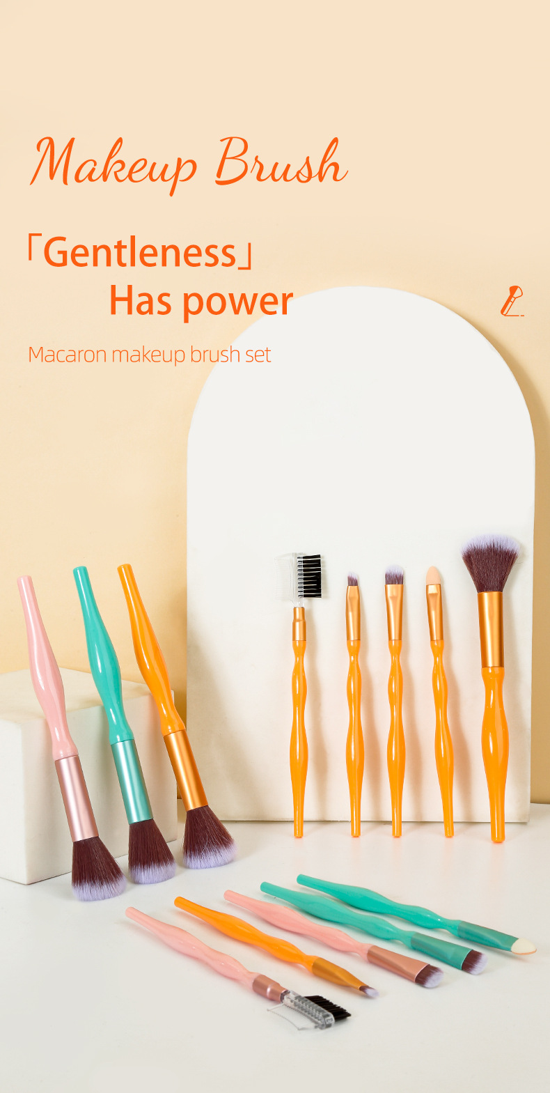 LMLTOP Makeup Brush Set of 5 pieces: Setting, loose brush, eyelash comb, Eyebrow Brush, Eyeshadow Brush TOP-035 full figure