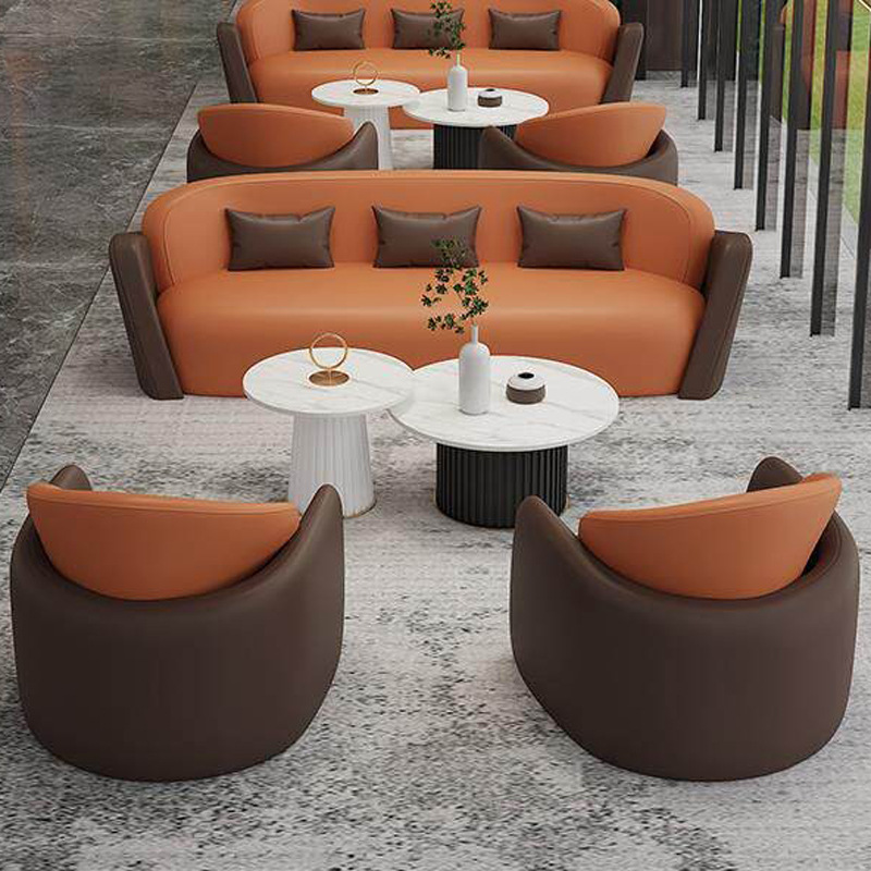 Sofá de recepción de ventas de postres cafetería sofá mesa de té combinación de empresas de negocios sofá mesa redonda