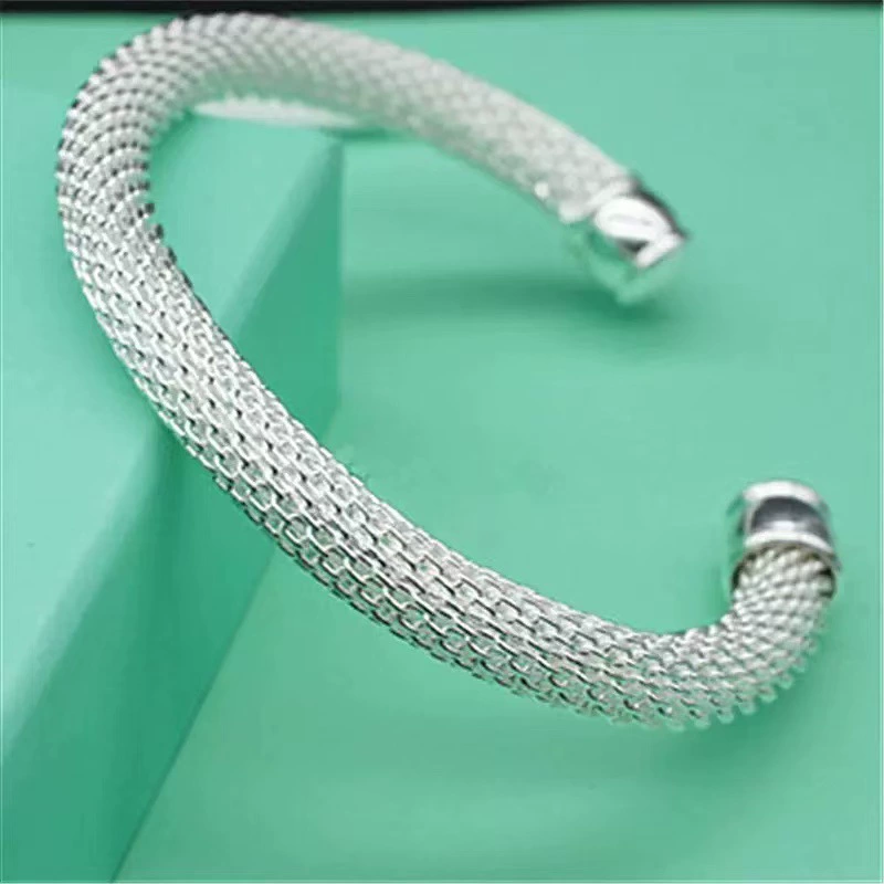Корейские импортные браслеты, модные посеребренные сетчатые браслеты оптом, экспортные двухлинейные сетчатые браслеты, прямые продажи белых украшений