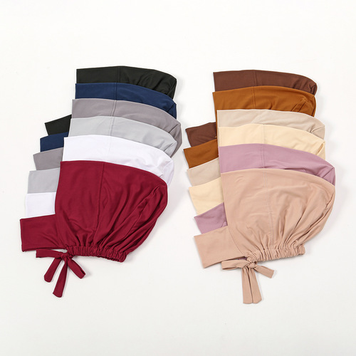Cross-border hot-selling new multi-color milk silk elastic band neck hat for women, Middle Eastern, Malay and Indonesian popular solid color hat