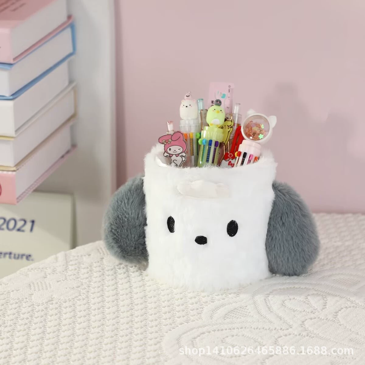 Cartoon pens holder for elementary school students, table stationery, storage system, brush