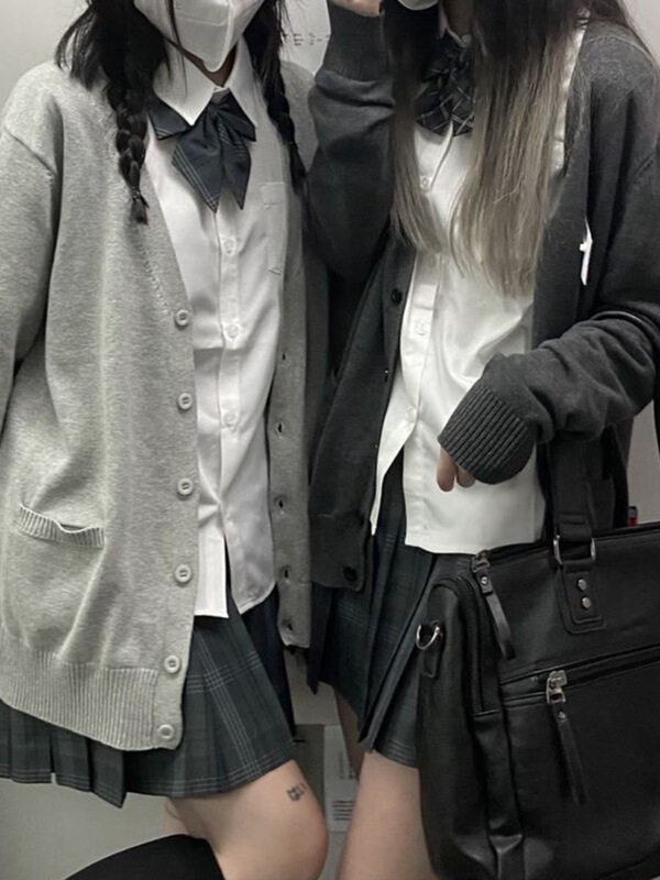 Spring and Autumn Japanese Style Original Jk Uniform Sweater College Style School Supply Knitted Cardigan Long Sleeve Loose Versatile Jacket for Women