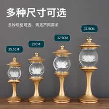 黄铜供灯LED长明灯日式水晶神灯心经佛灯莲花水晶供佛灯家用摆件