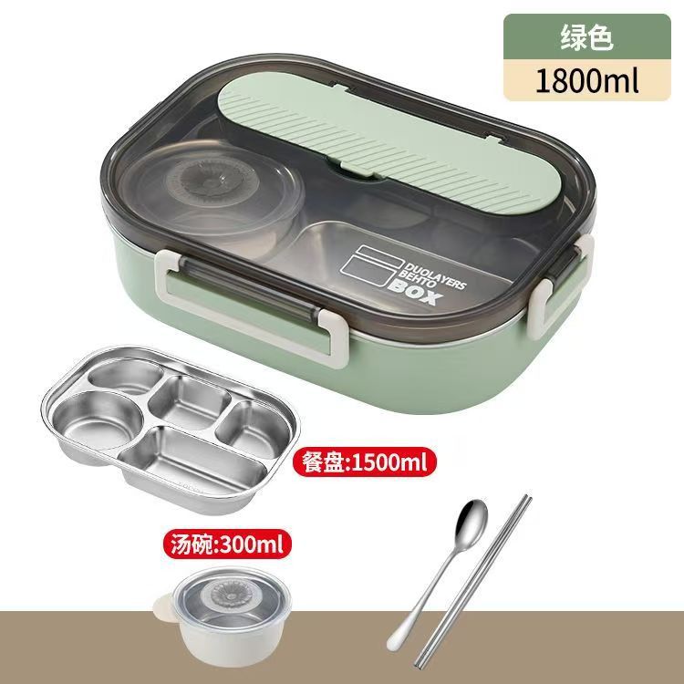 Caja de almuerzo de aislamiento sellado de estudiantes de oficina caja de almuerzo portátil de gran capacidad 304 acero inoxidable con tazón de sopa