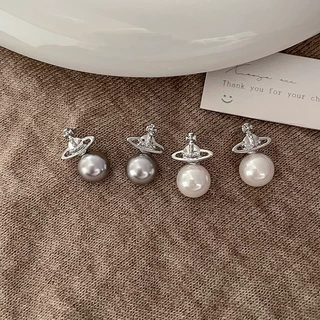 浪漫星球土星珍珠耳钉女小众设计感时尚简约轻奢百搭耳环耳饰