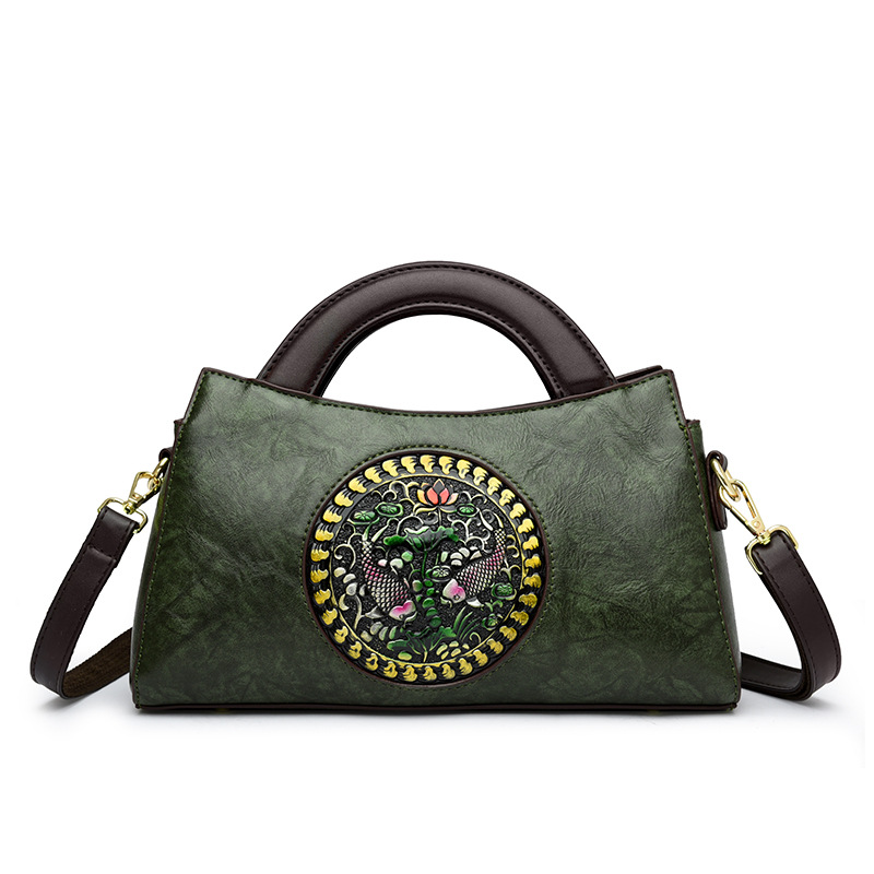 Bolso de mujer 2023 nuevo estilo nacional artístico costura moda mujer bolsa de sillín portátil hombro bolsa de mensajero al por mayor