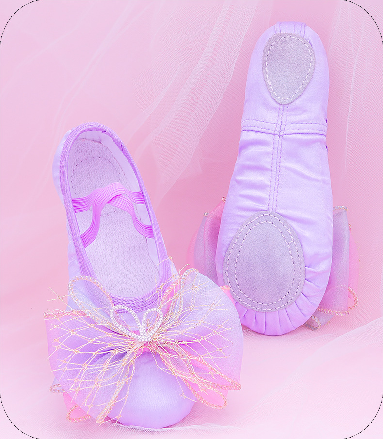 Zapatos de ballet de prueba de baile zapatos de baile de satén especiales de suela suave para niños zapatos de garra de gato de práctica de danza china para mujeres rosa