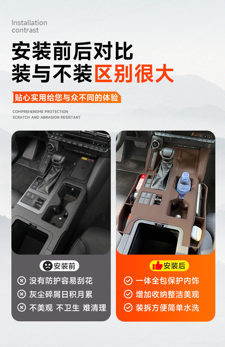 24-26 Prado LC250 modification parts: central console cup holder, screen storage box, silicone kit, exclusively for cross-border sales