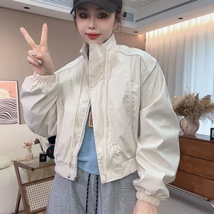 Anzai Private Server 2025 Spring and Autumn New Fashion Solid Color Long Sleeve Stand Collar Short Casual Jacket Loose Versatile Outerwear