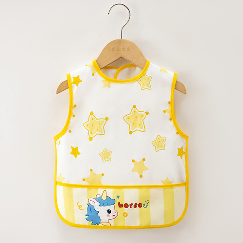 Summer children's smock sleeveless baby waterproof bib rice pocket kindergarten painting clothes women's reverse dressing baby apron