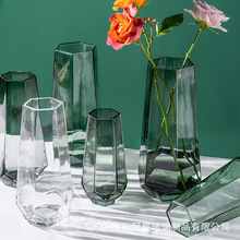 欧式六边玻璃花瓶大号透明水培绿植百合客厅桌面装饰摆件厂家批发