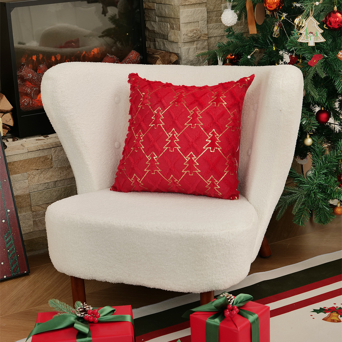 2025 transfronterizos nuevos fundas de almohada de Navidad Europa y América decoración de Navidad fundas de almohada de peluche TEMU en stock