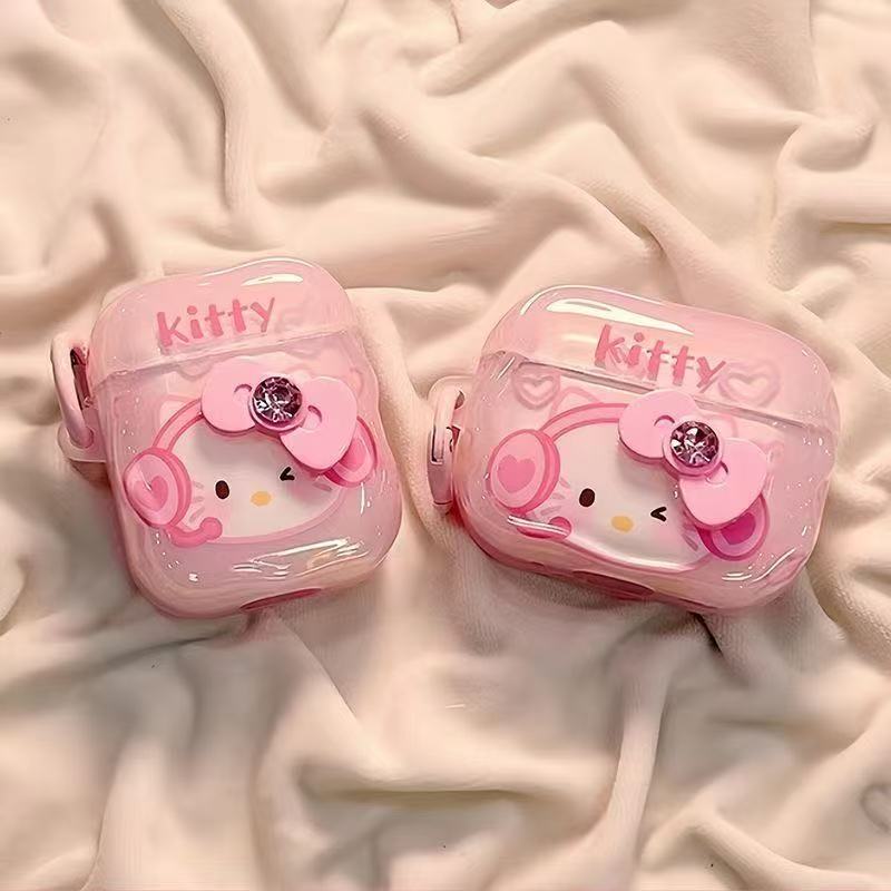 Cute gato para AirPods 1 / 2 / 3 / 4 generación pro3 protección de Apple auriculares estuche de auriculares Bluetooth inalámbrico