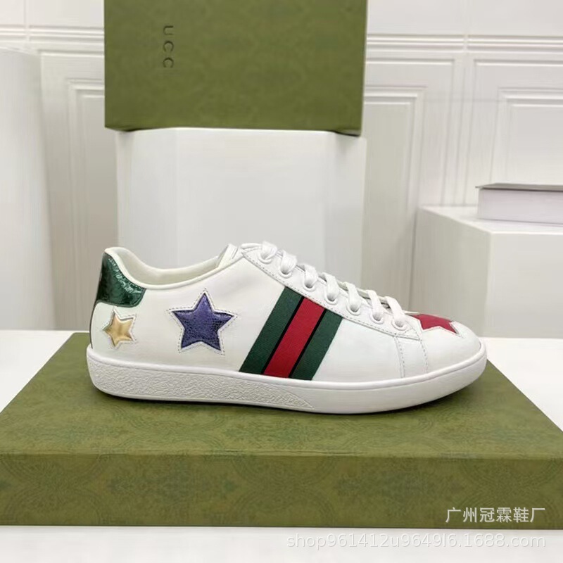 2025新款G家小蜜蜂小白鞋女真皮刺绣百搭情侣运动板鞋ins男休闲鞋|undefined