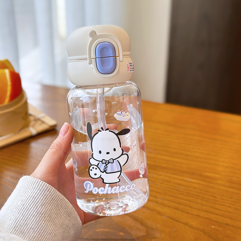 Sanrio tazas de agua para niños niñas lindas tazas de paja Kulomi tazas de plástico de gran capacidad especiales para estudiantes escolares