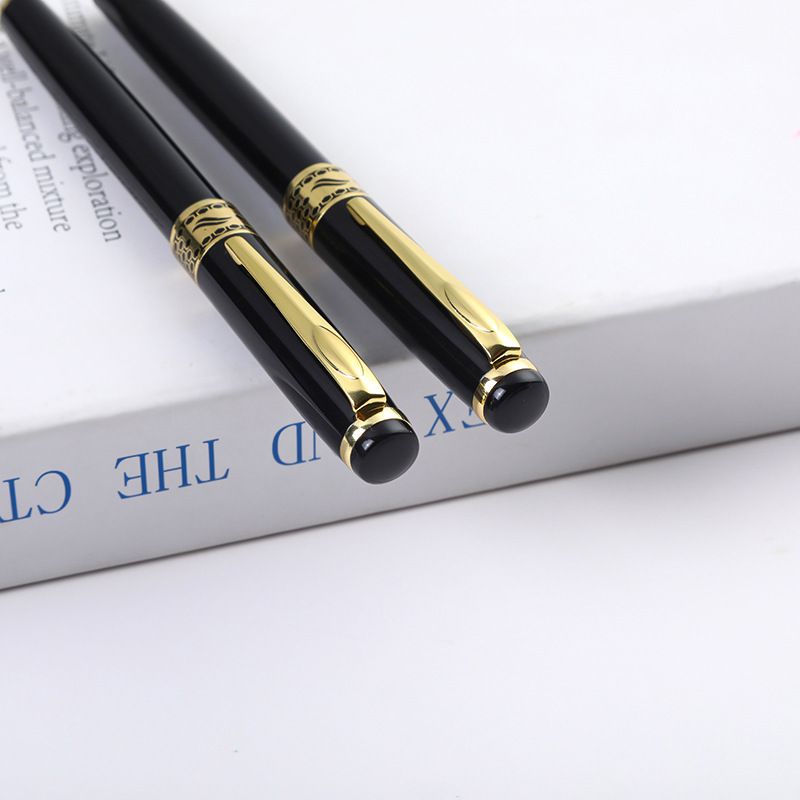 Fábrica al por mayor en stock pluma de metal negro firma pluma publicidad Impresión logotipo alta-pluma de metal de regalo de negocios de gama alta