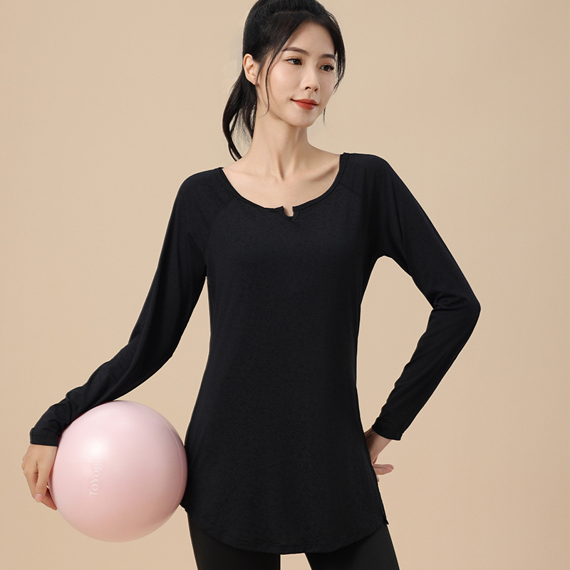 Autumn 2024 Sports Top Women's Long-sleeved T-shirt Yoga Wear Breathable Running Fitness Wear Slim-fit Fitness Wear
