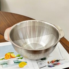 维乐仕25cm304不锈钢双耳多用盆沥水篮密孔洗米盆洗菜盆
