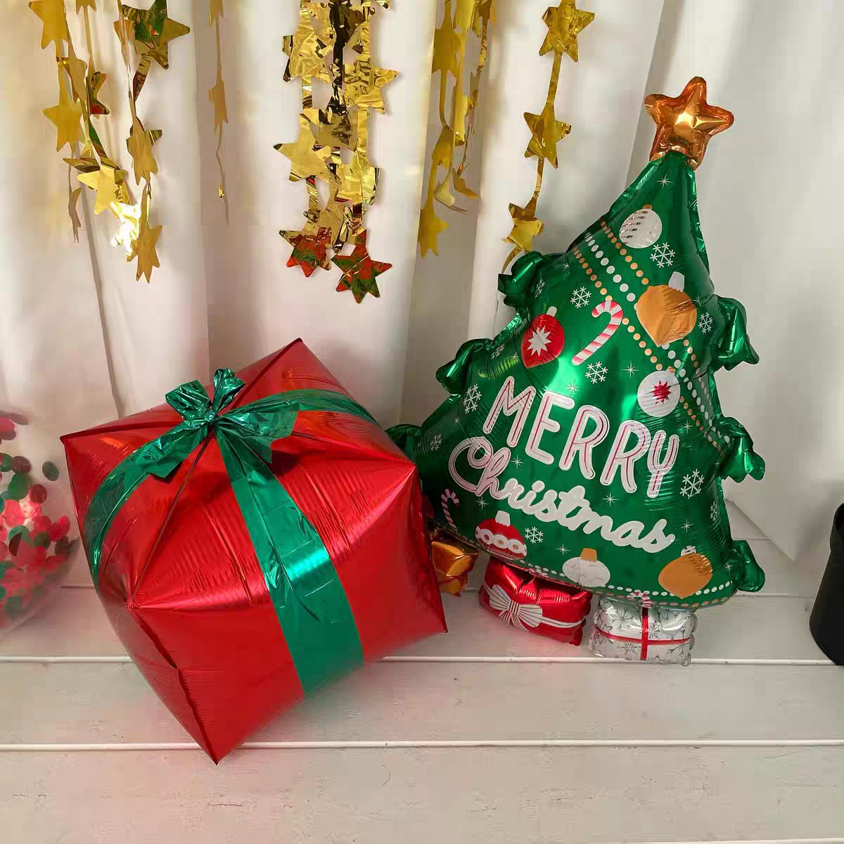 22 pulgadas 4D bola cuadrada caja de regalos de globo de película de aluminio decoración de Navidad decoración de globo comercio exterior transfronterizo